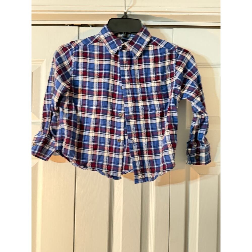 Faded‎ Glory Blue/Burgundy Flannel Tshirt Boys XS